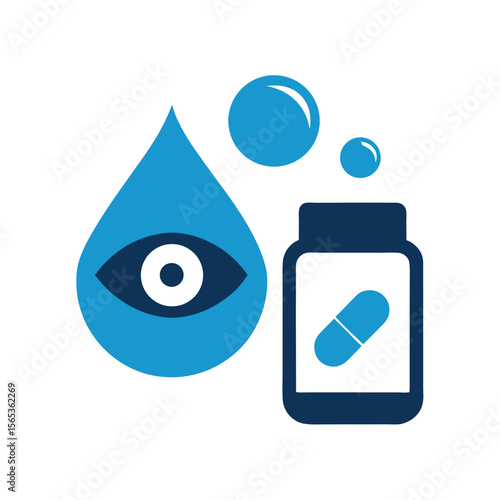 Ophthalmic Eye Drop and Tablet Icon Medical Use