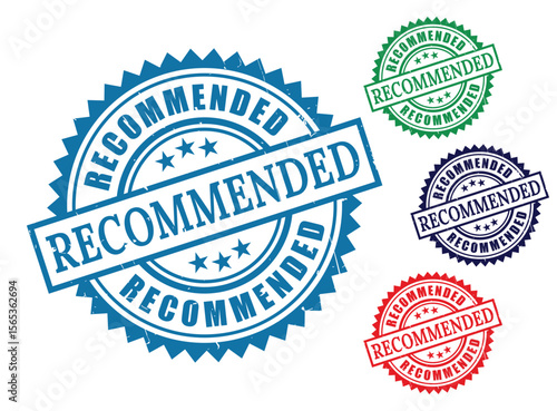Recommended stamp vector graphic for product endorsement and quality assurance visuals in marketing designs