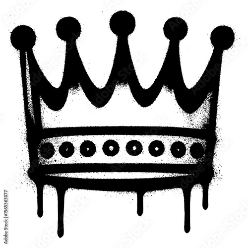Black Graffiti Crown with Paint Drips and Textured Detail
