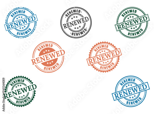 Collection of renewed stamp vector designs for business branding and marketing materials usage online now