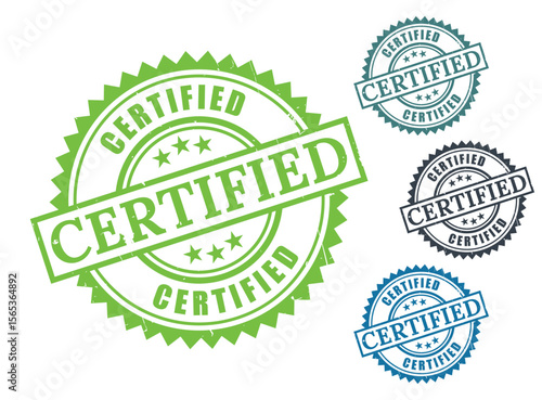 Certified stamp vector graphic design elements for quality assurance and validation badges seals marks