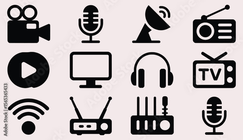 Diverse Media and Communication Icons A Symbolic Representation of Technology and Connection in the Modern World