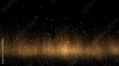Fototapeta Naklejka Na Ścianę i Meble -  Golden sparkles rising upwards against a dark background creating a magical effect.