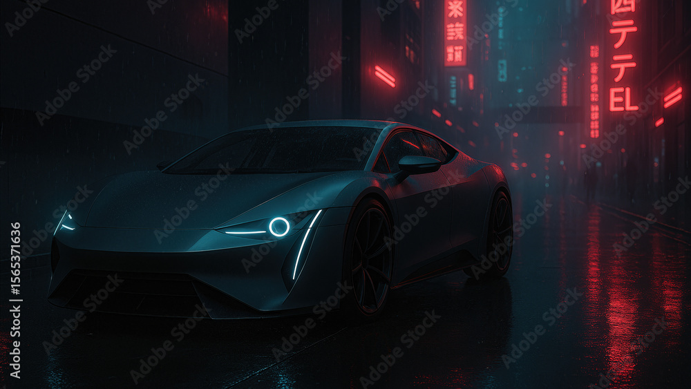 Naklejka premium Midnight Neon Racer