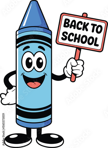 Crayon Back to School Cartoon

