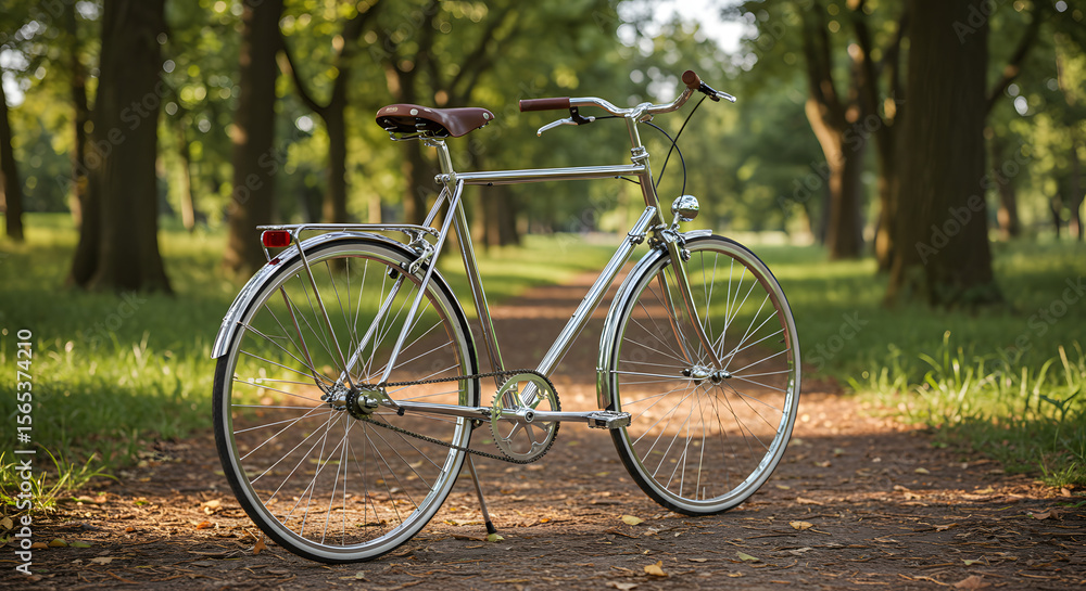 Fototapeta premium Bicycle with leather saddle on trail