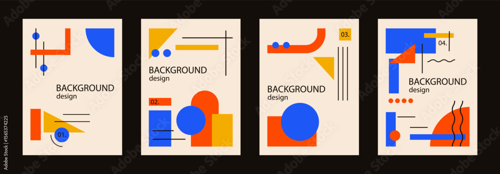 Set of colorful background poster with geometric shape and line set. abstract pattern, design line art, trendy style. illustration with circle, square, triangle. design for cards, invitation
Set of colorful background poster with geometric shape and line set. abstract pattern, design line art, trendy style. illustration with circle, square, triangle. design for cards, invitation