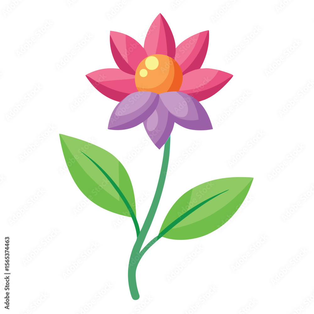 Naklejka premium Flowers leaves flat design on white background isolated