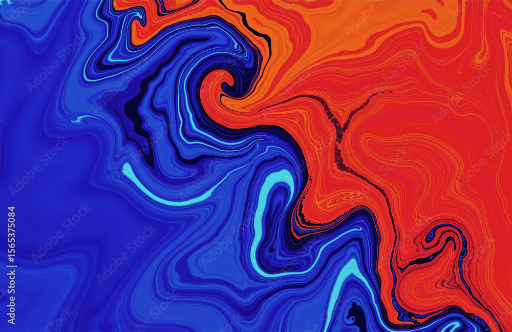 Abstract fluid art with vibrant blue, red, and white Abstract fluid art with vibrant blue, red, and white