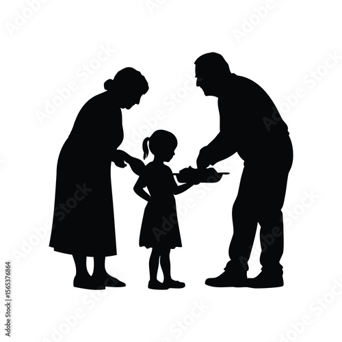 Generational Connection A Grandparent Duo Sharing with a Child in Silhouette