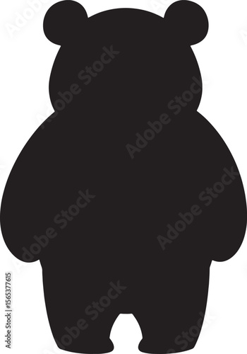 Cute bear silhouette in standing posture with rounded ears and limbs