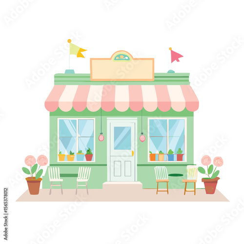 Ice cream parlor storefront various design store vector art design 