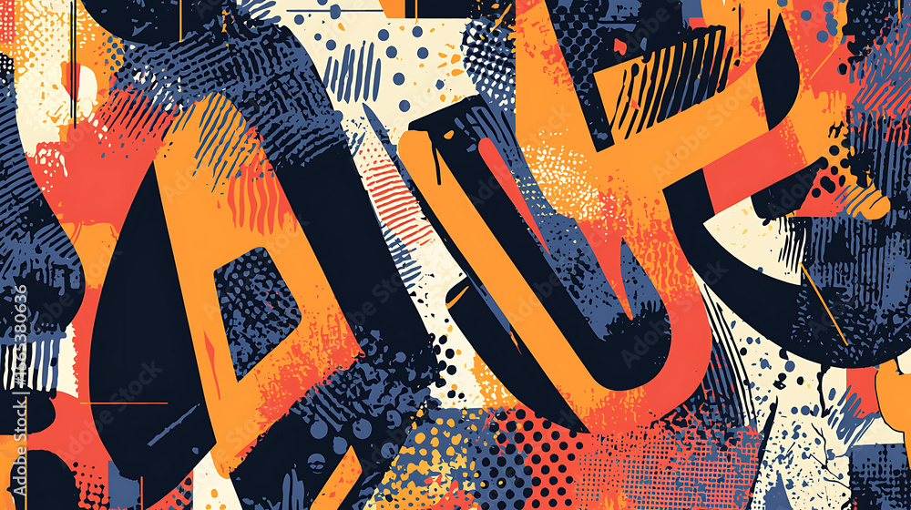 Fototapeta premium A colorful abstract painting with letters and numbers