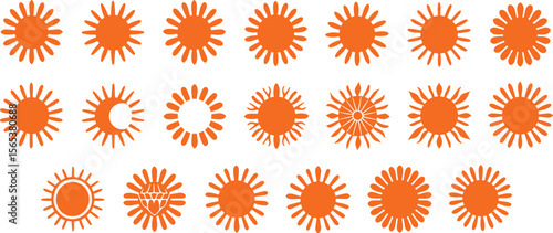 Decorative sun graphic is ideal for nature-inspired branding and artwork.

