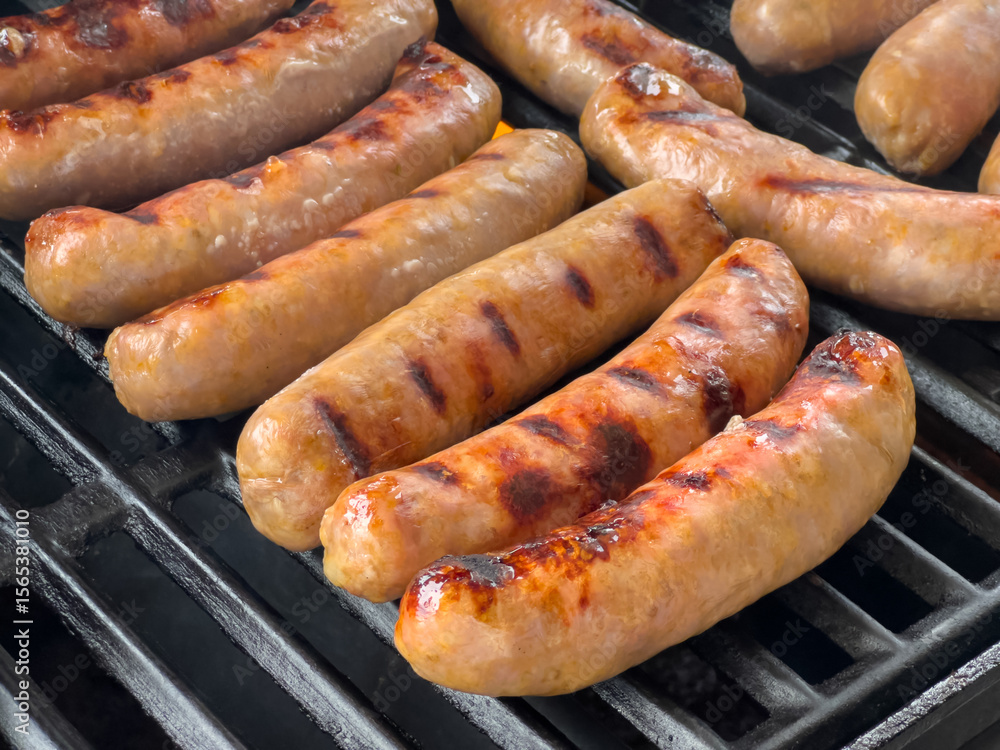 Close Up of Juicy Grilled Sausages Close Up of Juicy Grilled Sausages