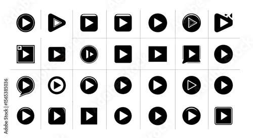 Large collection of diverse essential modern multimedia playback user interface icons vector graphic set for web design app development ui ux navigation technology symbol element
