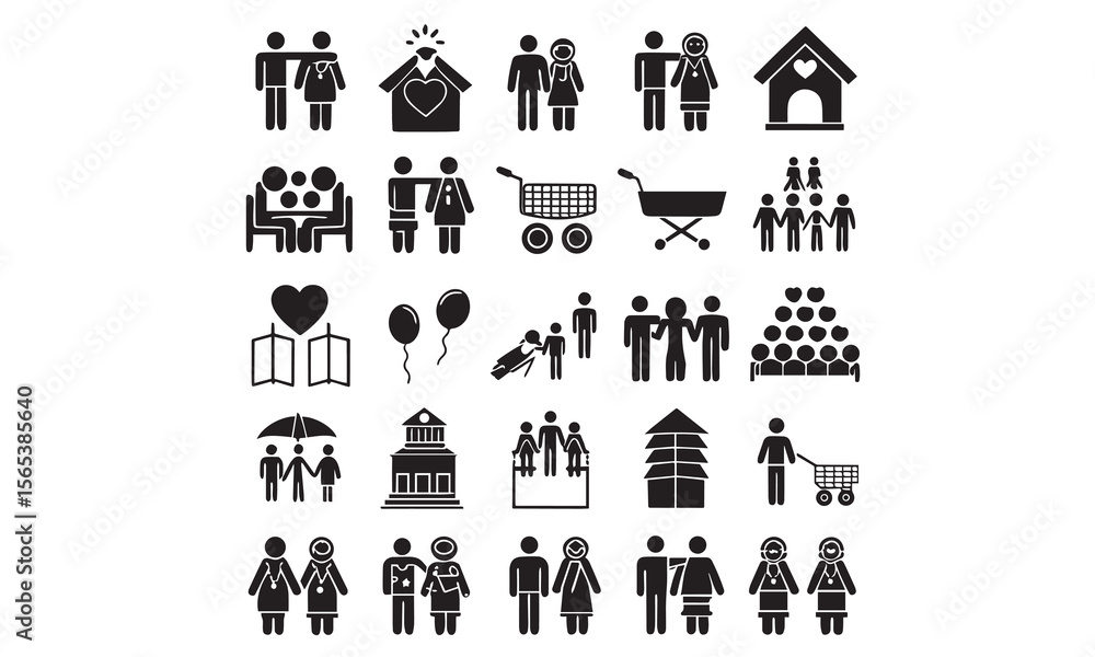 Fototapeta premium Family Life Icon Set