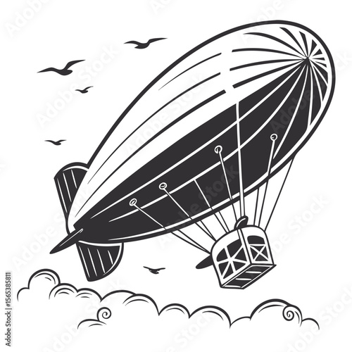 Vintage Airship Adventure Illustration