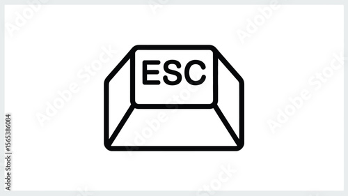 A simple black and white line drawing of an escape key from a computer keyboard with esc text