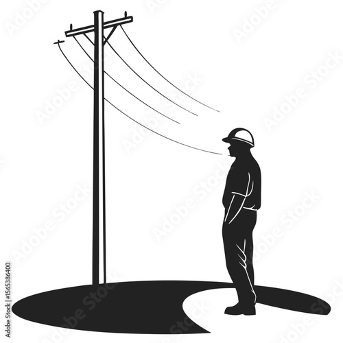 Black and White Lineman Illustration