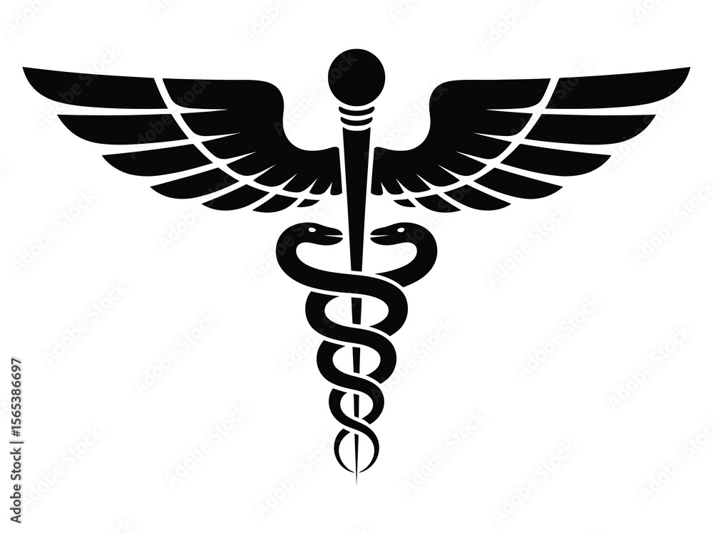 Caduceus and asclepius medical symbol on a white background Caduceus and asclepius medical symbol on a white background