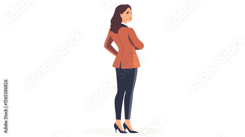 Professional Business Woman Avatar Character Back View Vector Illustration