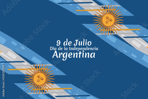 Translate: July 9, Independence day of Argentina vector illustration. Suitable for greeting card, poster and banner 