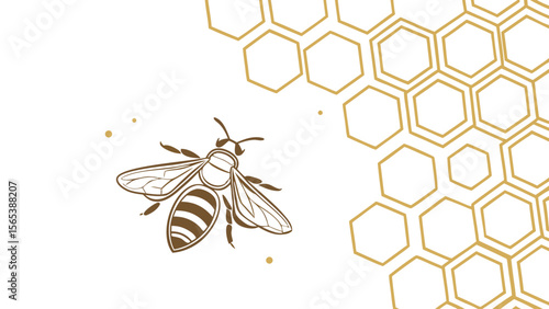 Honey bee and honeycomb vector graphic for honey products and beekeeping business logo design illustration