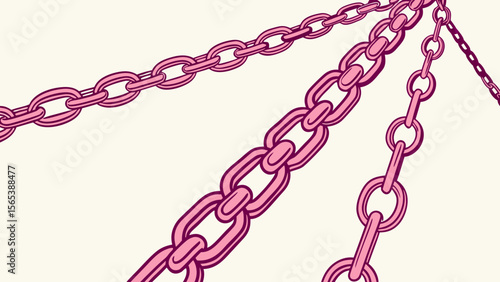 Pink chain links illustration for jewelry design and fashion accessories graphic element for backgrounds