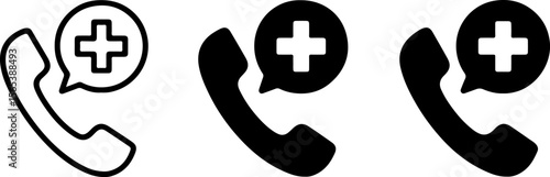 Medical emergency call icon silhouette with red glow and outline