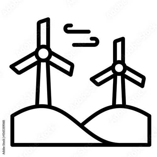 Windmill Landscape Icon