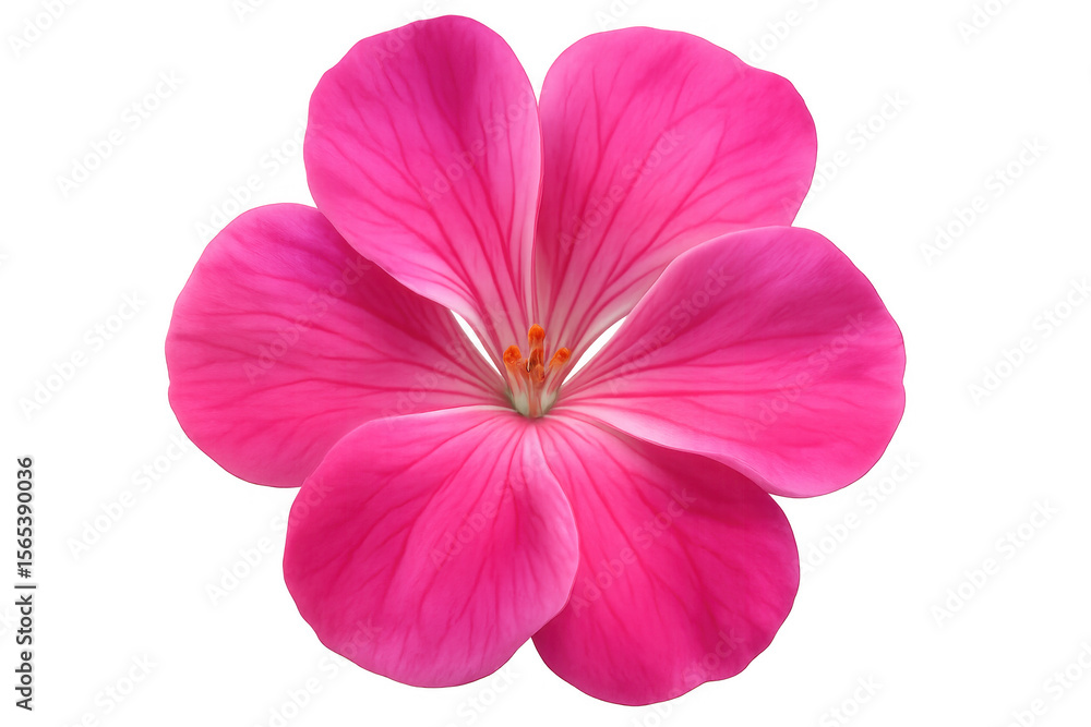 Pink geranium flower blooming, revealing soft petal layers and intricate natural textures against transparent backdrop Pink geranium flower blooming, revealing soft petal layers and intricate natural textures against transparent backdrop