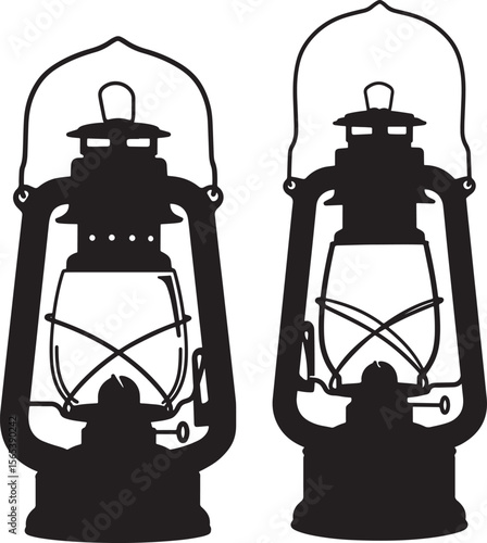 Classic kerosene lantern light vector illustration