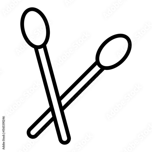 black outline crossed cotton swabs clip art preview