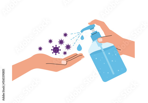 Hand Sanitizer Illustration Protecting Against Viruses and Maintaining Hygiene with Cleanliness