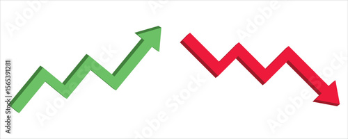 Up and Down zigzag Arrows – Business Growth and Decline Vector Illustration