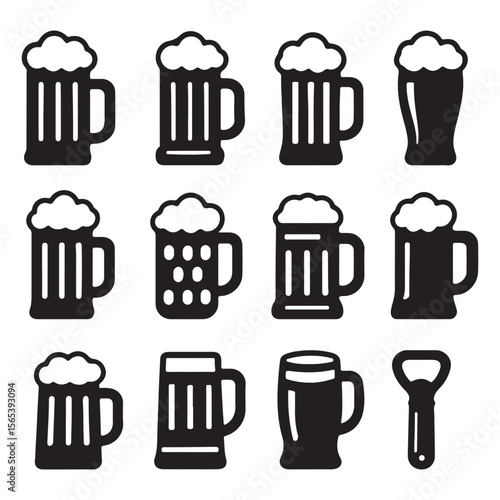 Silhouette Icons of Unique Beer Mugs