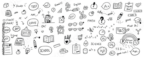 Hand drawn back to school element line doodle concept set. Illustration vector design.