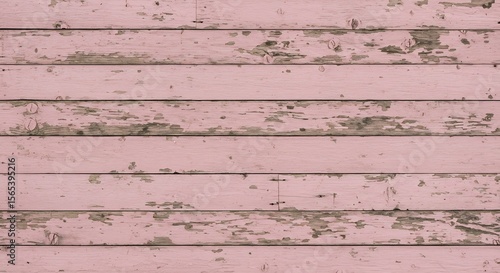 Weathered pink wooden planks with peeling paint revealing wood grain and knots