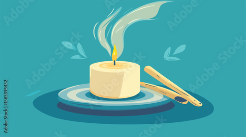 Aromatherapy Candle and Incense Stick Vector Illustration