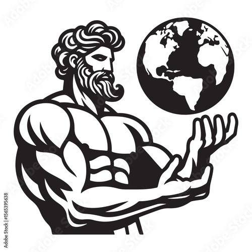 Greek God Titan Atlas holding planet earth in his hands vector image
