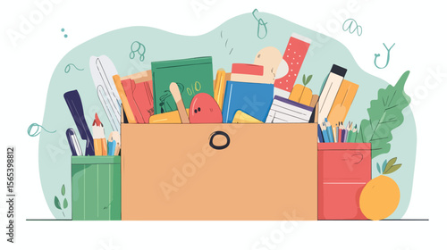 School Supplies Donation Box with Educational Items for Charity
