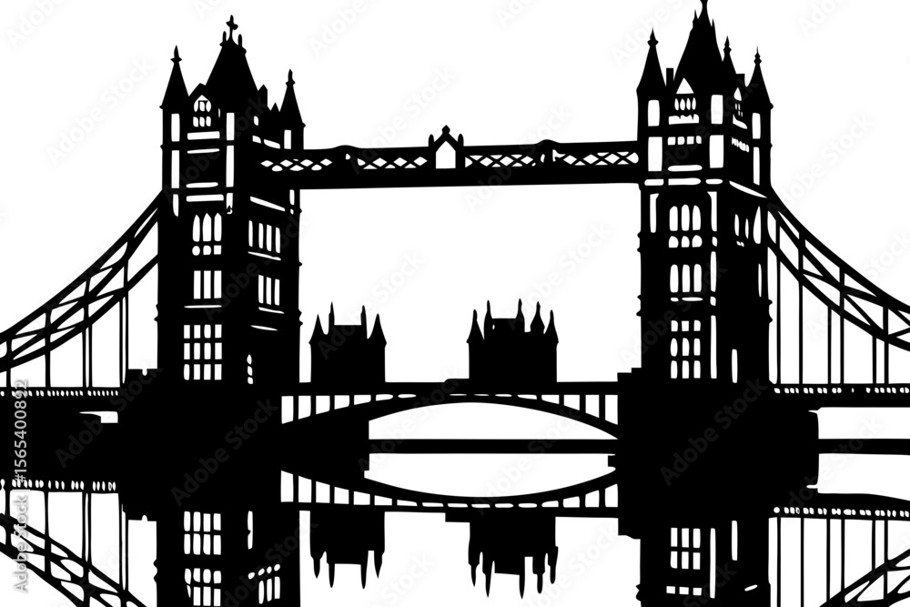 Obraz premium Iconic London Bridge Silhouette A Black and White Architectural Masterpiece