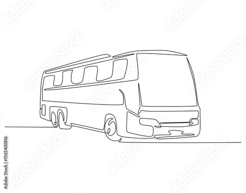 Bus continuous line. Continuous one line drawing of bus. Public transportation concept. Single line drawing