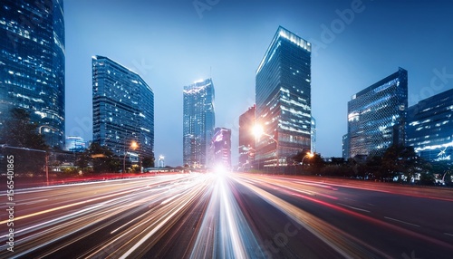 the light trails on modern building background