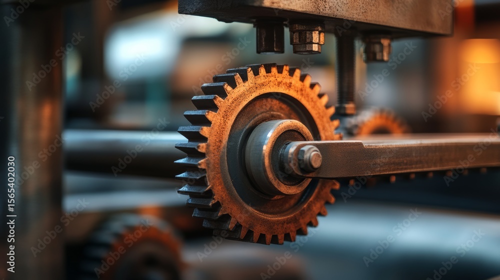 Close-up of the steel gear mechanism, captured clearly and precisely to easily integrate into industrial design. Close-up of the steel gear mechanism, captured clearly and precisely to easily integrate into industrial design.