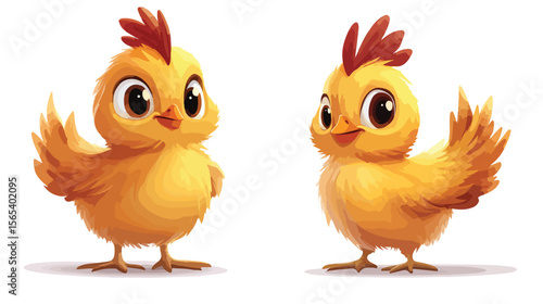 Adorable Cartoon Chicken Illustration in Flat Design