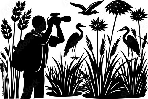 Wildlife Photographer in Wetland Habitat Capturing Nature's Beauty