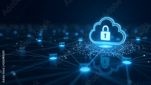 Illustrating advanced cybersecurity measures in cloud computing environments through secure data protocols resilient networks and innovative IT solutions for modern enterprises in  Photo Stock  Concep