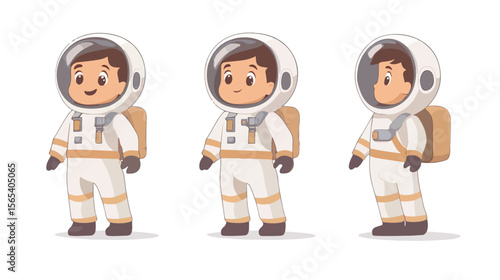 Adorable Cartoon Little Boy Wearing Astronaut Costume
